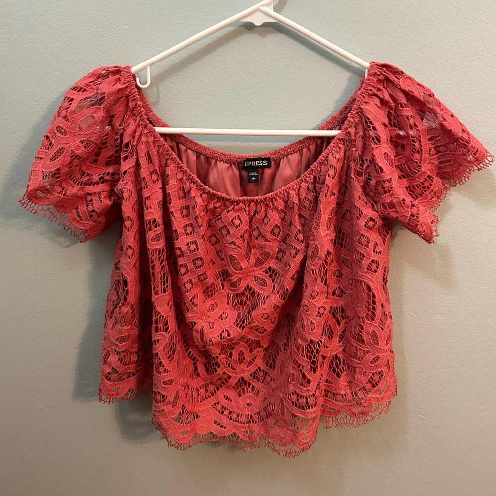 Express Women's Coral Lace Blouse